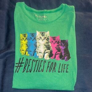 Hanes Green #BestiesForLife Cat Long Sleeve Tee